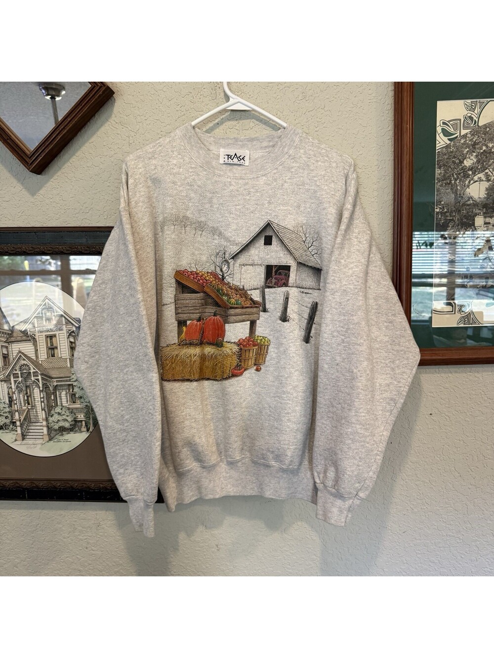 Vintage 80s/90s Tease New York Halloween Fall Pumpkin Harvest Sweatshirt Large